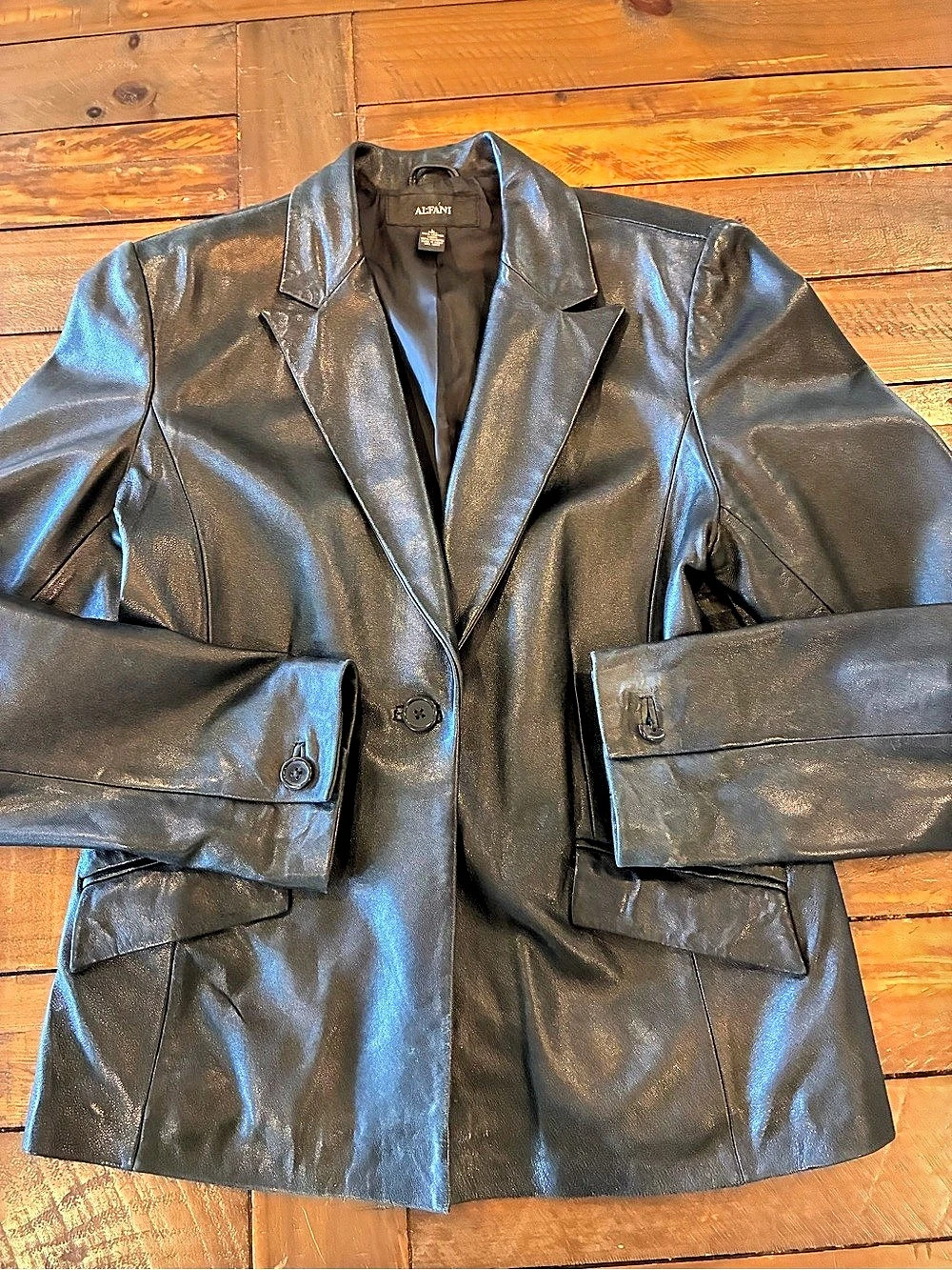 Alfani Leather Blazer Jacket in Black Size Large